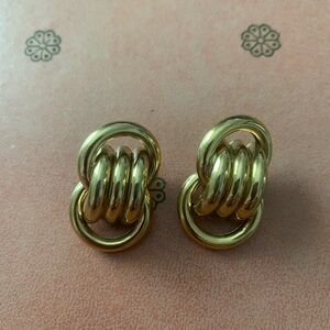 Large Vintage Gold Clip On Earrings